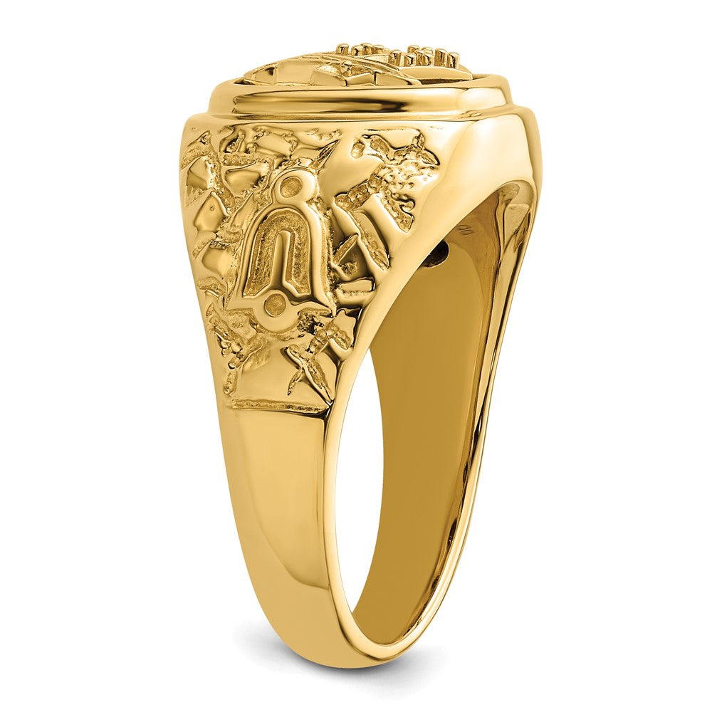 10k Polished and Nugget Texture Masonic Ring Mounting (11.05 grams)