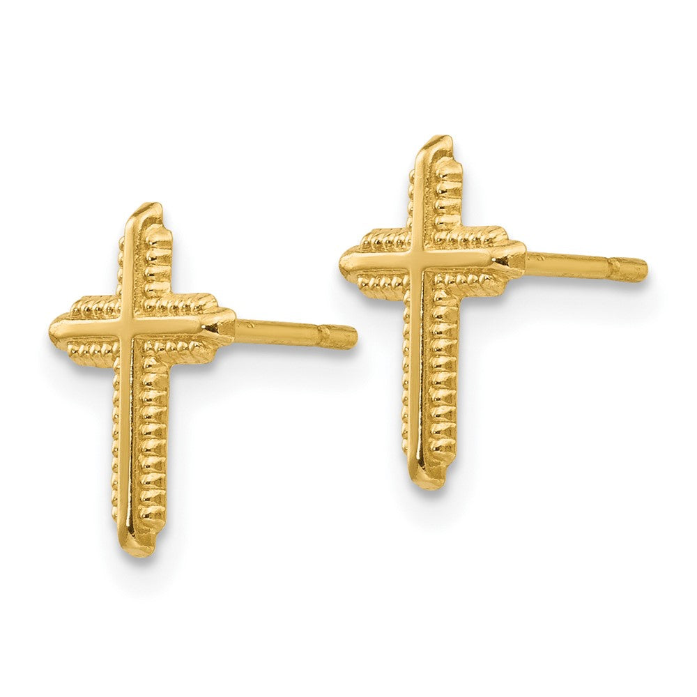 10k Yellow Gold 7 mm Polished Cross Post Earrings (0.21 grams)