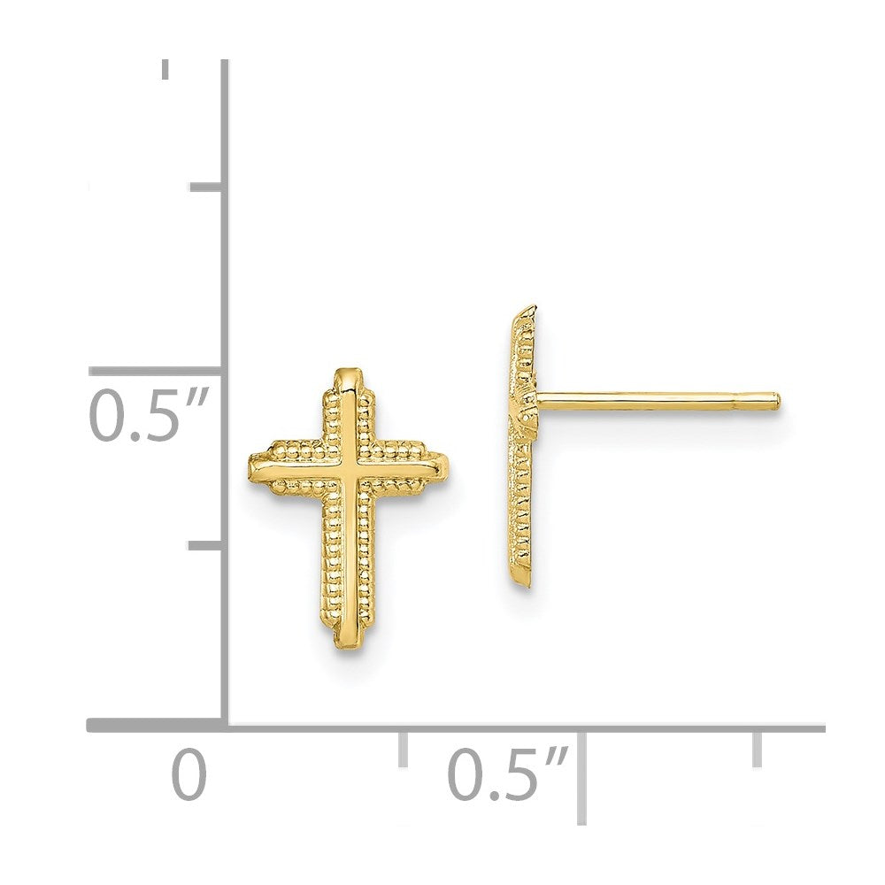 10k Yellow Gold 7 mm Polished Cross Post Earrings (0.21 grams)