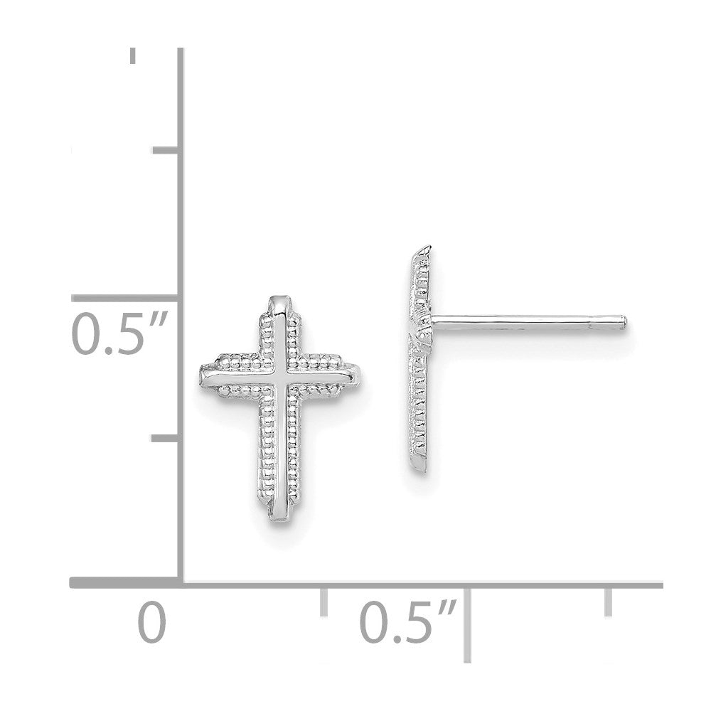 10k White Gold 7 mm Polished Cross Post Earrings (0.27 grams)