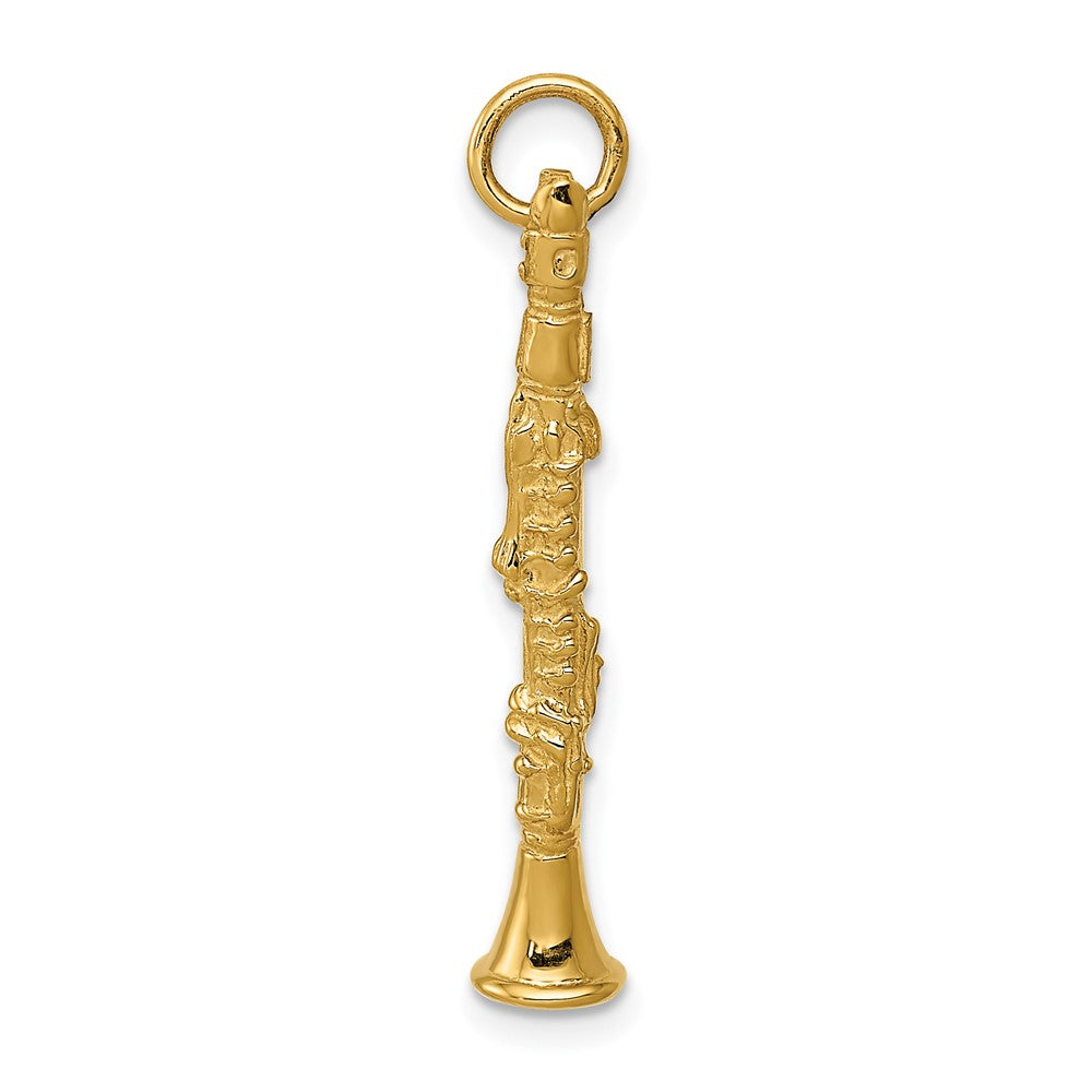 10k Yellow Gold 6 mm 3-D Clarinet Charm (1.67 grams)