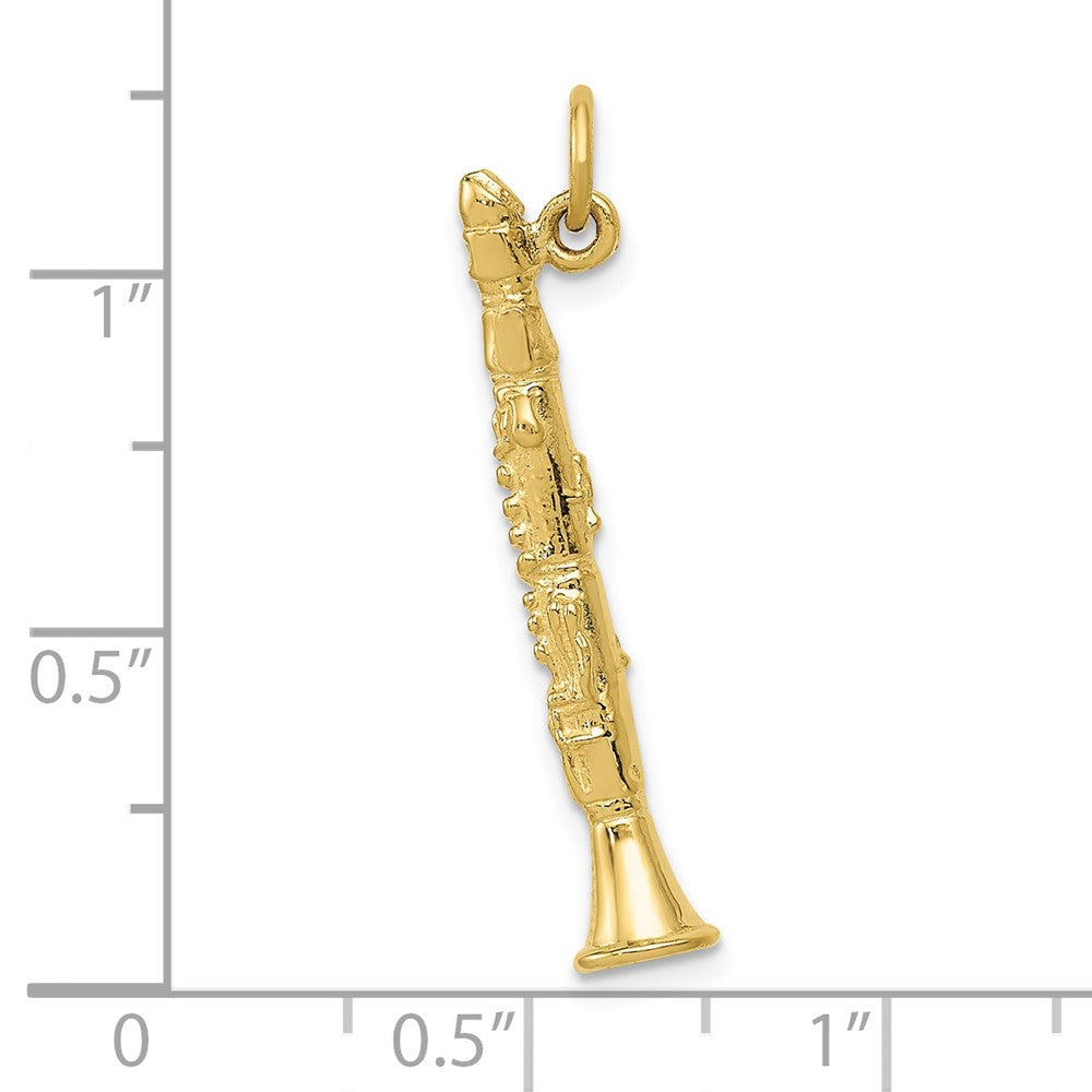 10k Yellow Gold 6 mm 3-D Clarinet Charm (1.67 grams)