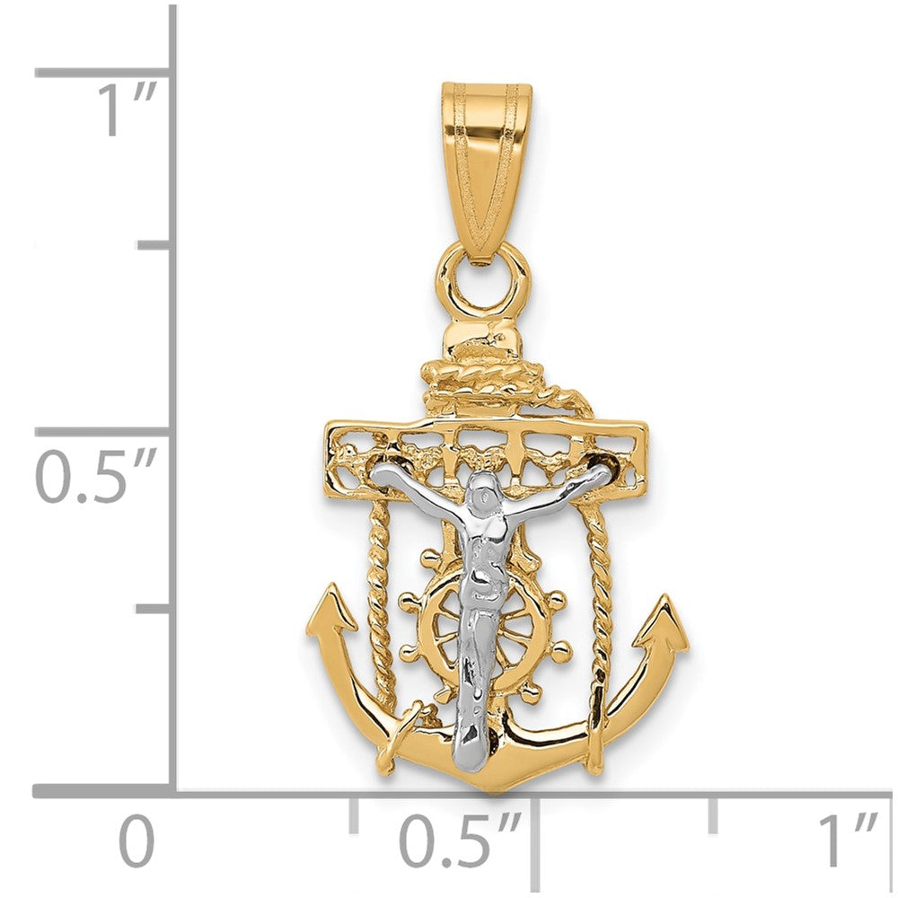 10k Two-tone 15 mm Mariners Cross Pendant (0.94 grams)
