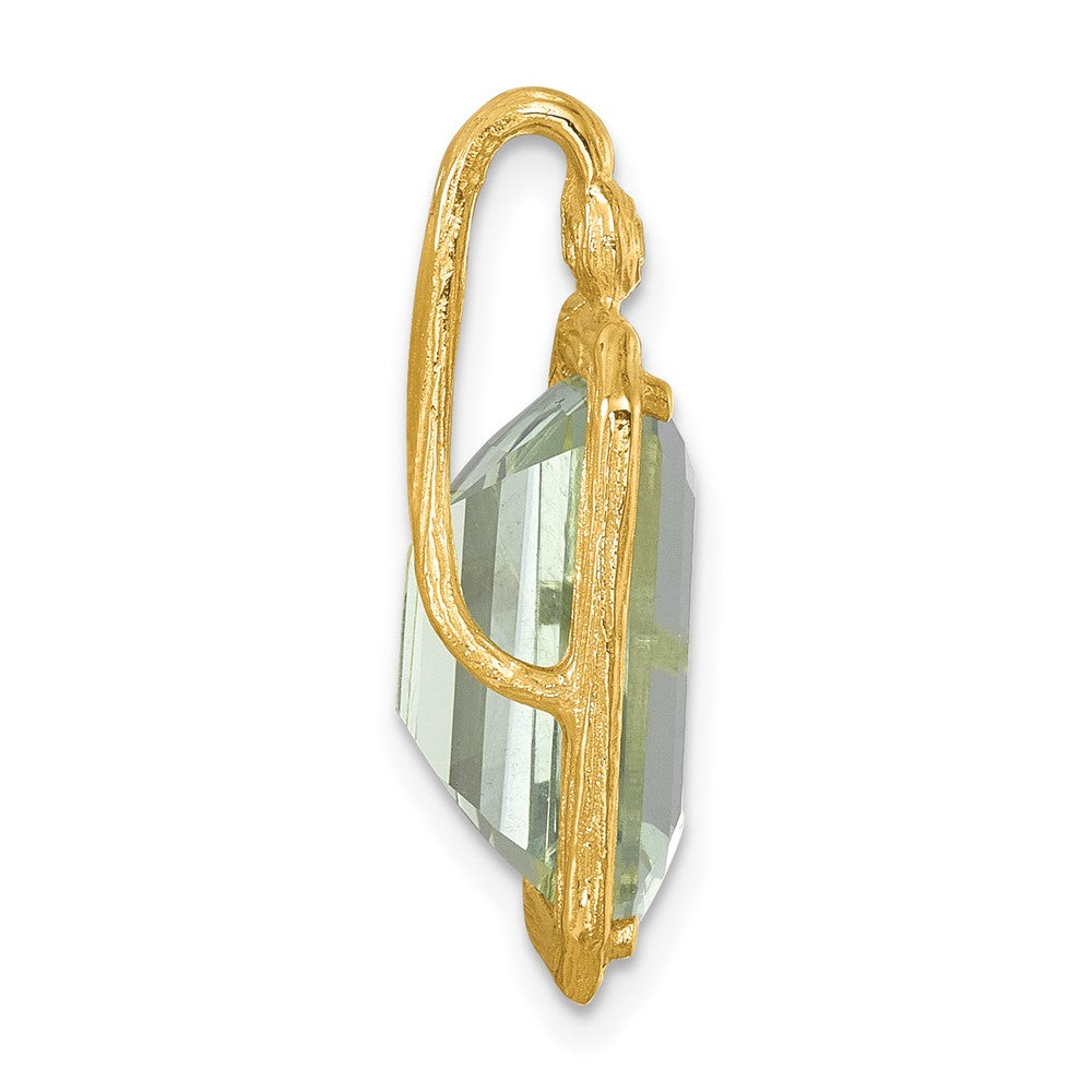 Herco 14K Polished and Textured Diamond & Green Quartz Pendant (3.3 grams)