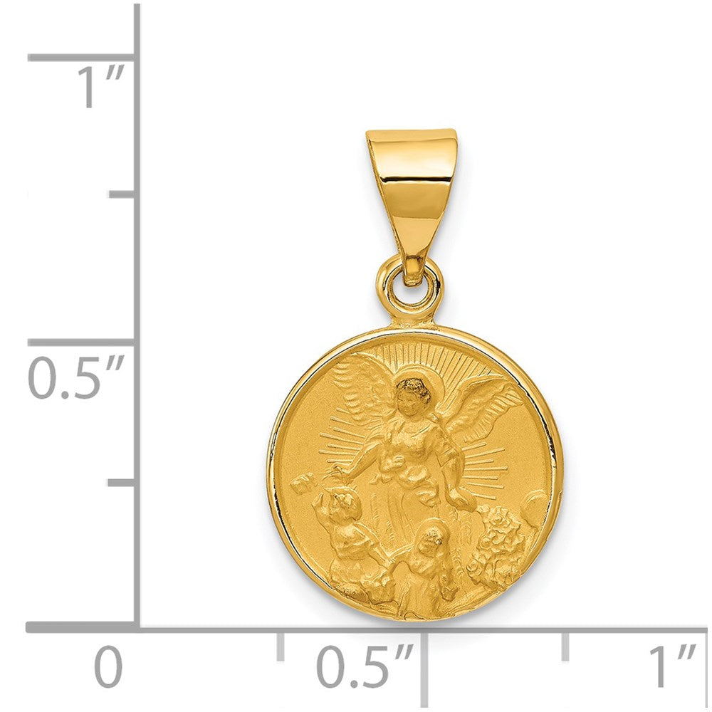 18k Yellow Gold 13.75 mm Guardian Angel Medal Pendant (1.43 grams)