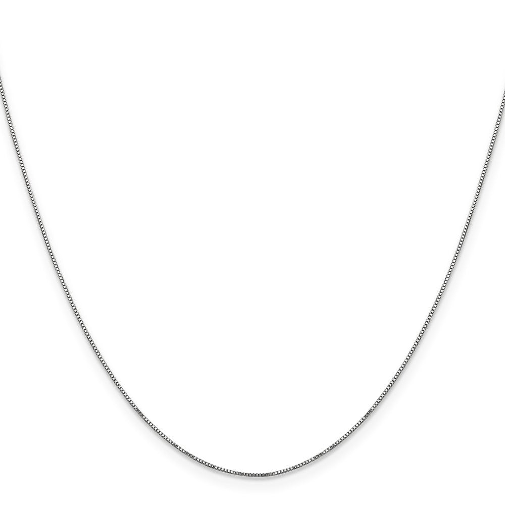 14k White Gold Carded .5mm Box Chain (0.95 grams)