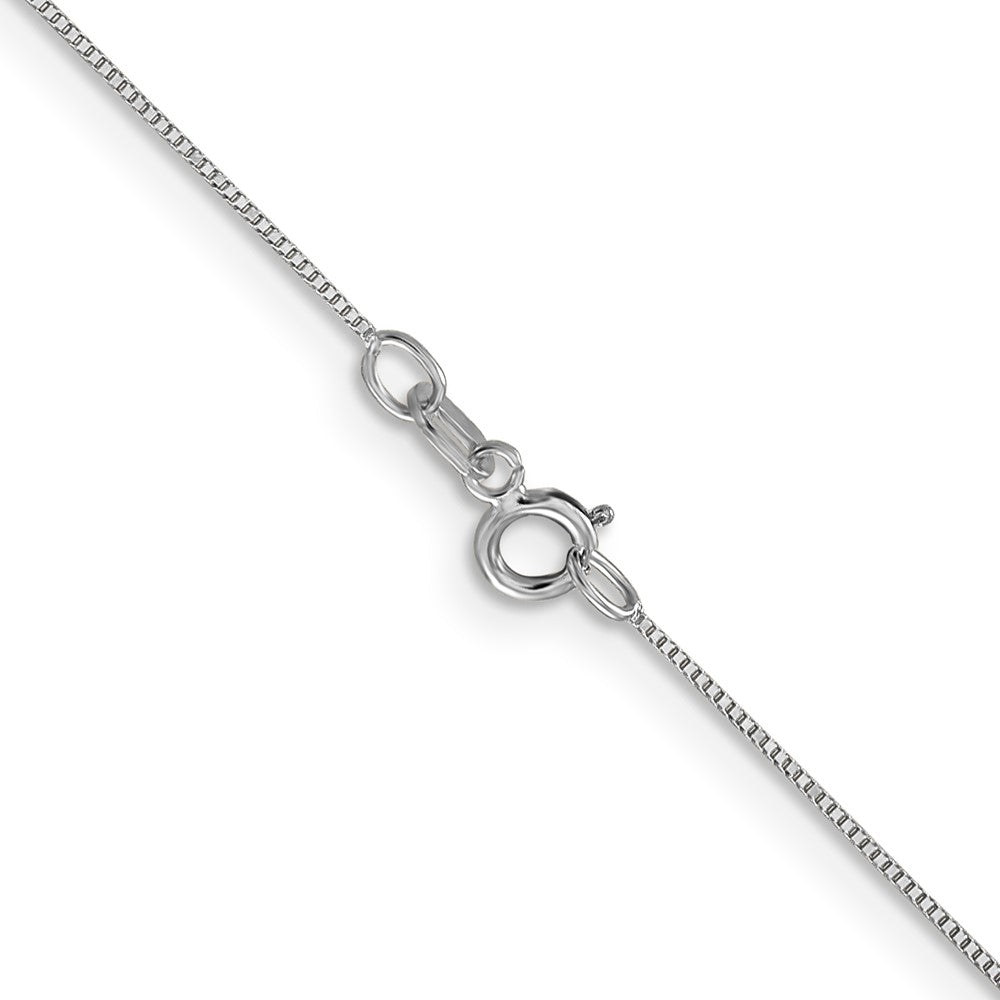 14k White Gold Carded .5mm Box Chain (0.95 grams)