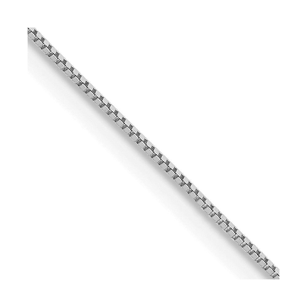 14k White Gold Carded .5mm Box Chain (0.95 grams)