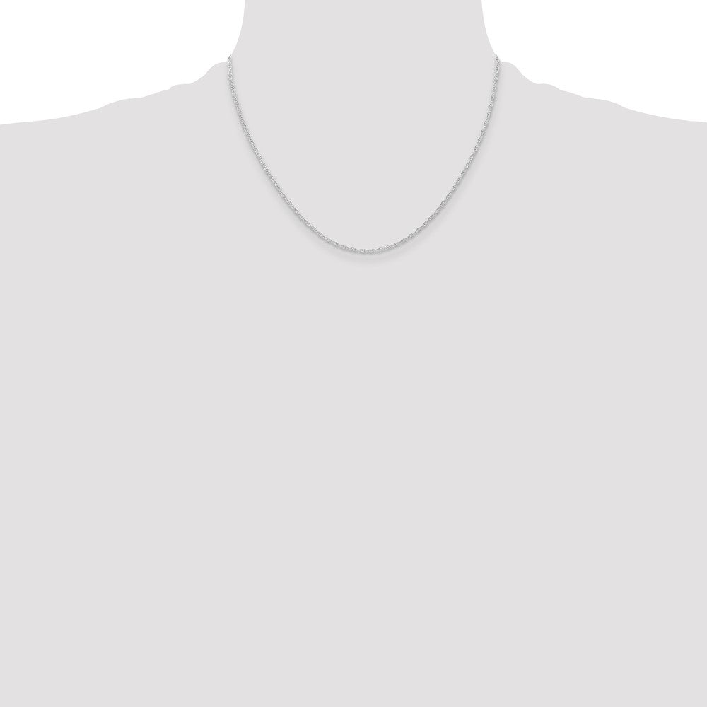 14K White Gold 1.15mm Carded Cable Rope Chain (1.22 grams)