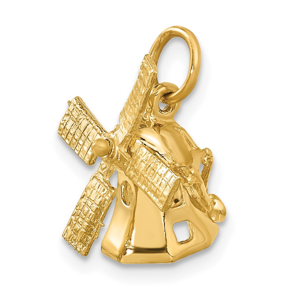 14k Yellow Gold 13.25 mm 3D Windmill Charm (2.7 grams)
