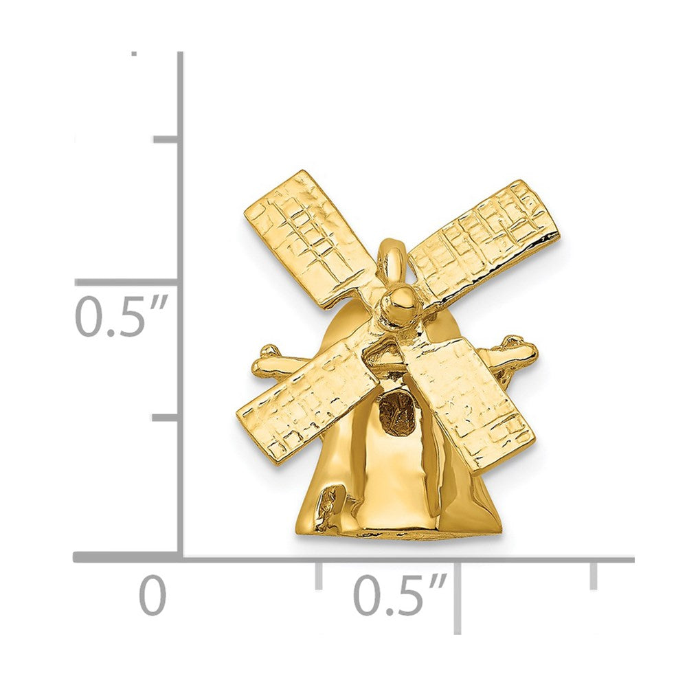 14k Yellow Gold 13.25 mm 3D Windmill Charm (2.7 grams)