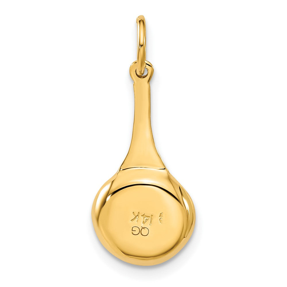 14k Yellow Gold 10 mm 3D Frying Pan w/Enameled Egg Charm (0.88 grams)