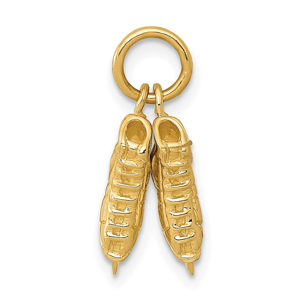 14k Yellow Gold 17 mm 3-D PAIR Of Ice Skates Charm (2.17 grams)