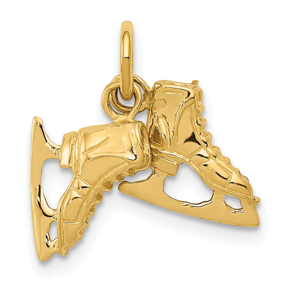 14k Yellow Gold 17 mm 3-D PAIR Of Ice Skates Charm (2.17 grams)