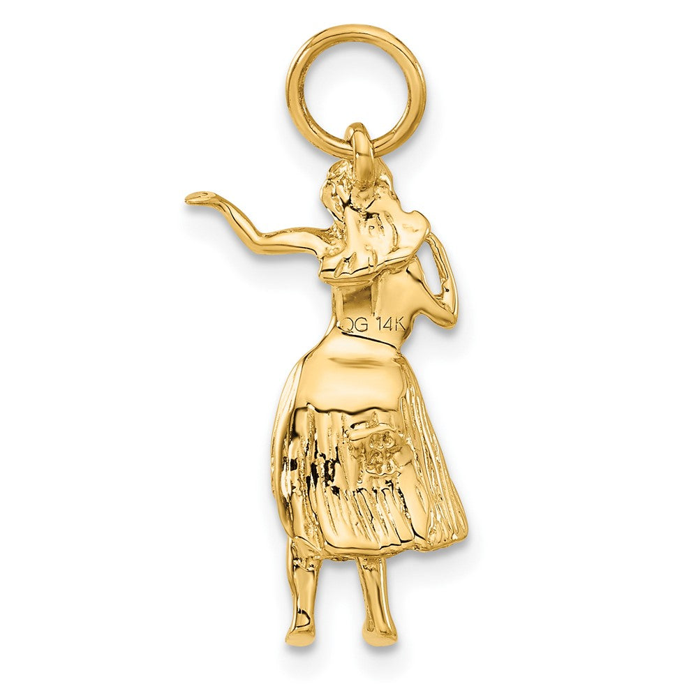 14k Yellow Gold 10 mm 3-D Hula Dancer Charm (2.37 grams)