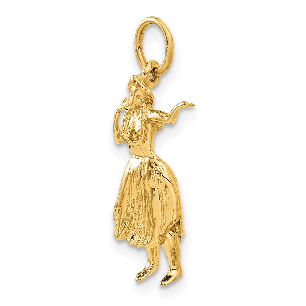 14k Yellow Gold 10 mm 3-D Hula Dancer Charm (2.37 grams)
