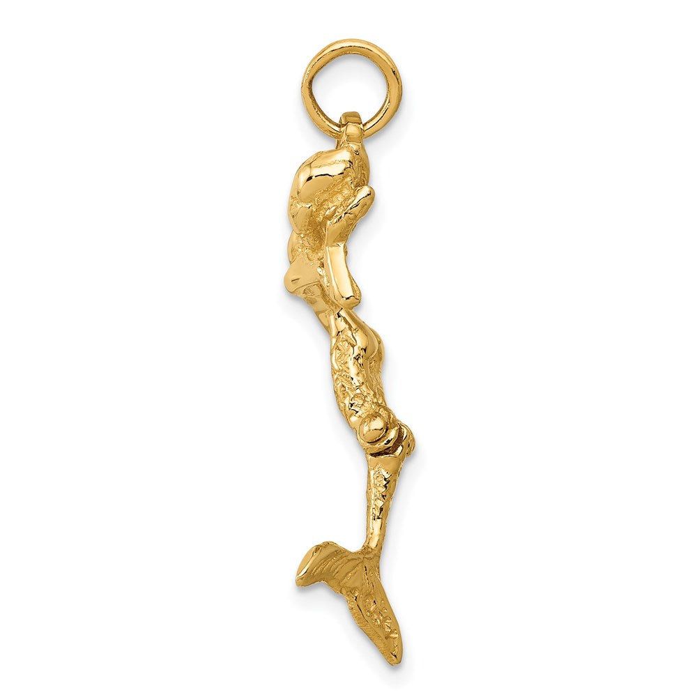 14k Yellow Gold 10 mm 3D Mermaid Charm (2.28 grams)