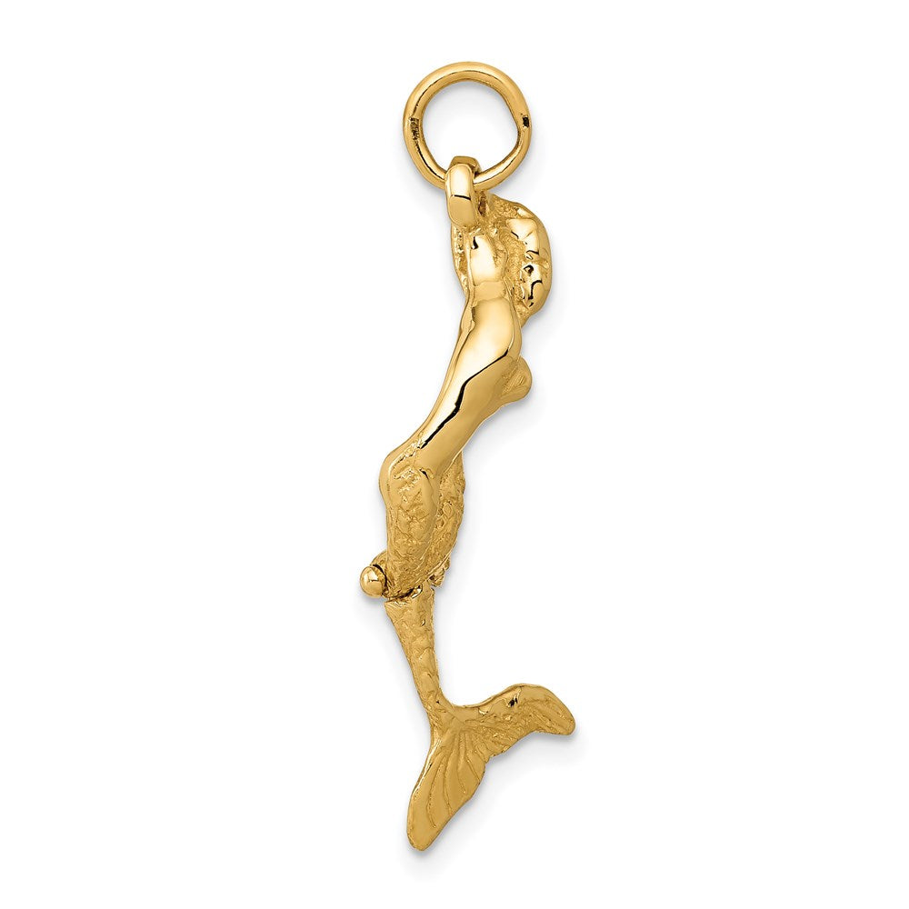 14k Yellow Gold 10 mm 3D Mermaid Charm (2.28 grams)