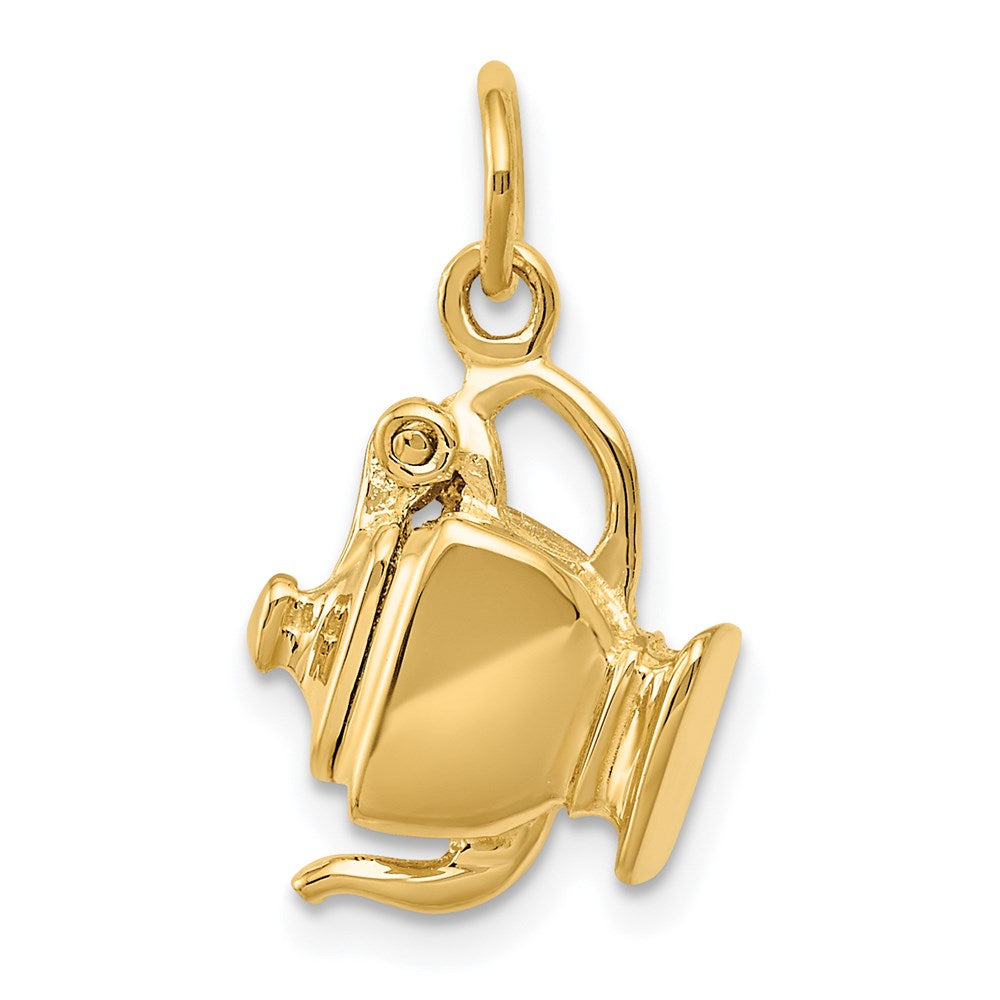 14k Yellow Gold 13 mm 3-D Tea Pot Lid Opens Charm (2.62 grams)