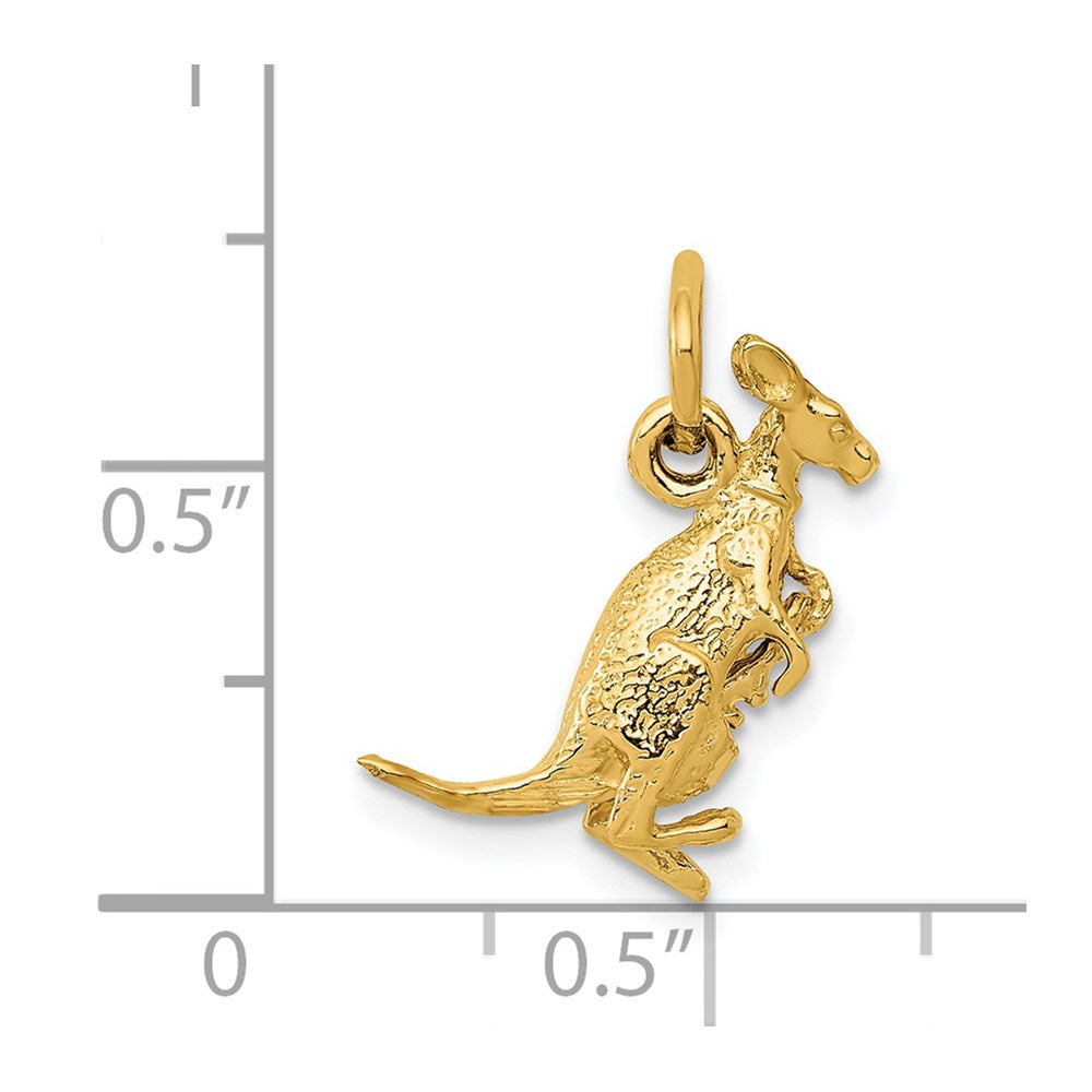 14k Yellow Gold 10 mm 3D Kangaroo with Joey Charm (1.54 grams)