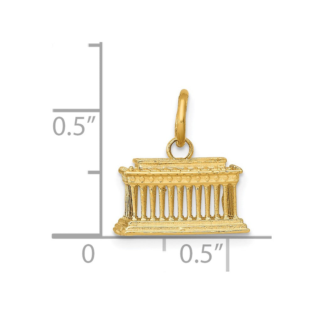 14k Yellow Gold 12 mm Lincoln Memorial Charm (1.93 grams)