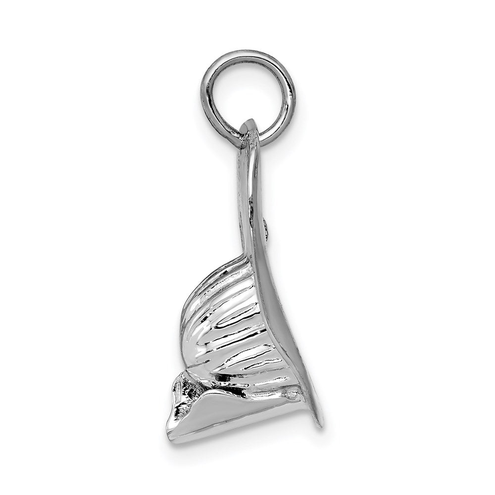 14k White Gold 21 mm 3-D Large Fireman's Hat Charm (3.64 grams)
