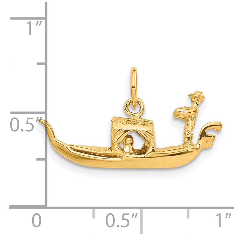 14k Yellow Gold 26 mm 3D Gondola Charm (2.56 grams)