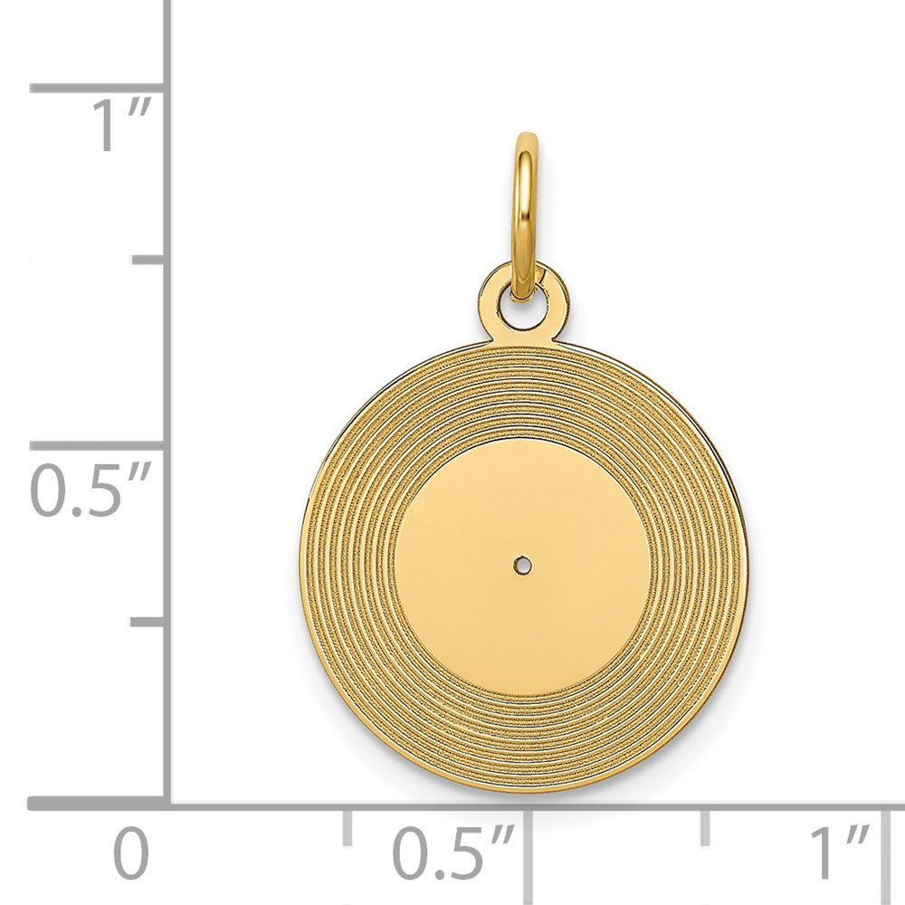 14k Yellow Gold 15 mm Record Album Charm (0.8 grams)
