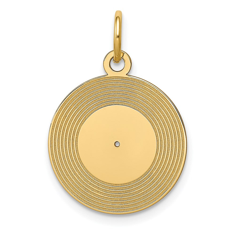 14k Yellow Gold 15 mm Record Album Charm (0.8 grams)