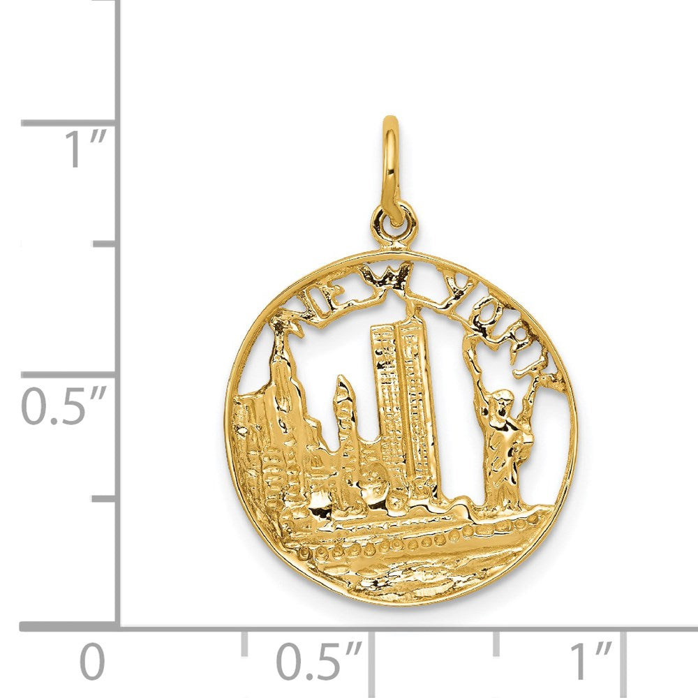 14k Yellow Gold 18 mm NEW YORK Skyline Charm (1.43 grams)