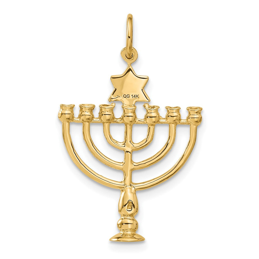 14k Yellow Gold 20 mm 3D Menorah Charm (1.74 grams)
