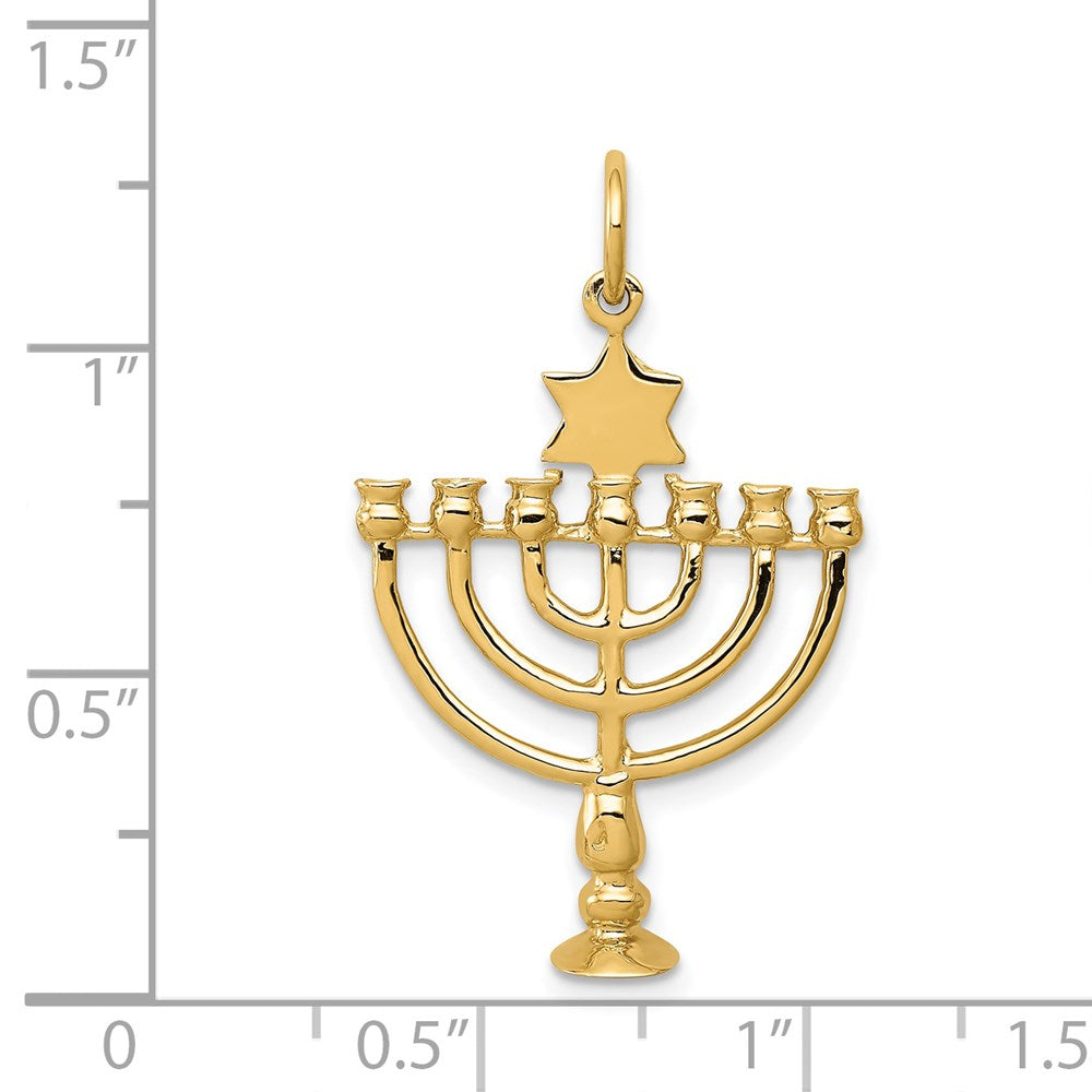 14k Yellow Gold 20 mm 3D Menorah Charm (1.74 grams)