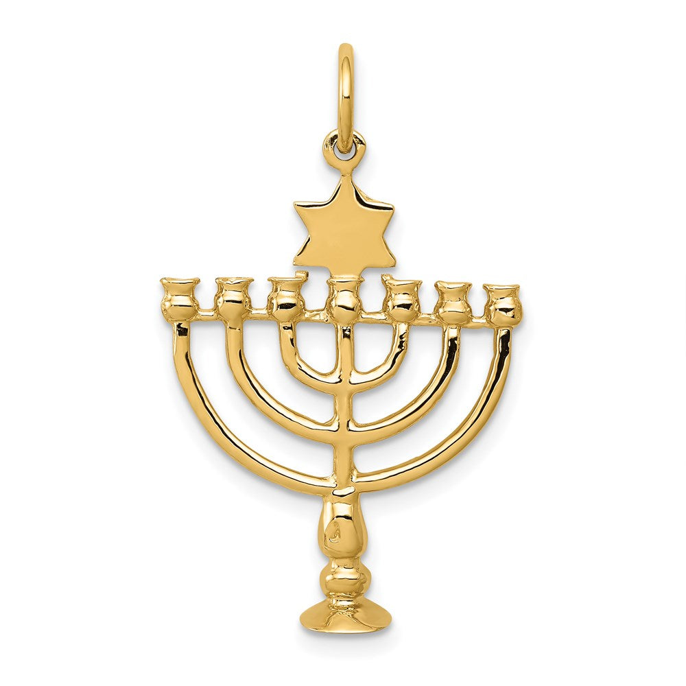 14k Yellow Gold 20 mm 3D Menorah Charm (1.74 grams)