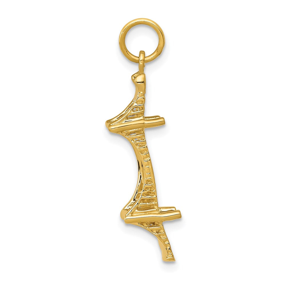 14k Yellow Gold 7.5 mm 3D Mackinac Bridge Charm (1.85 grams)