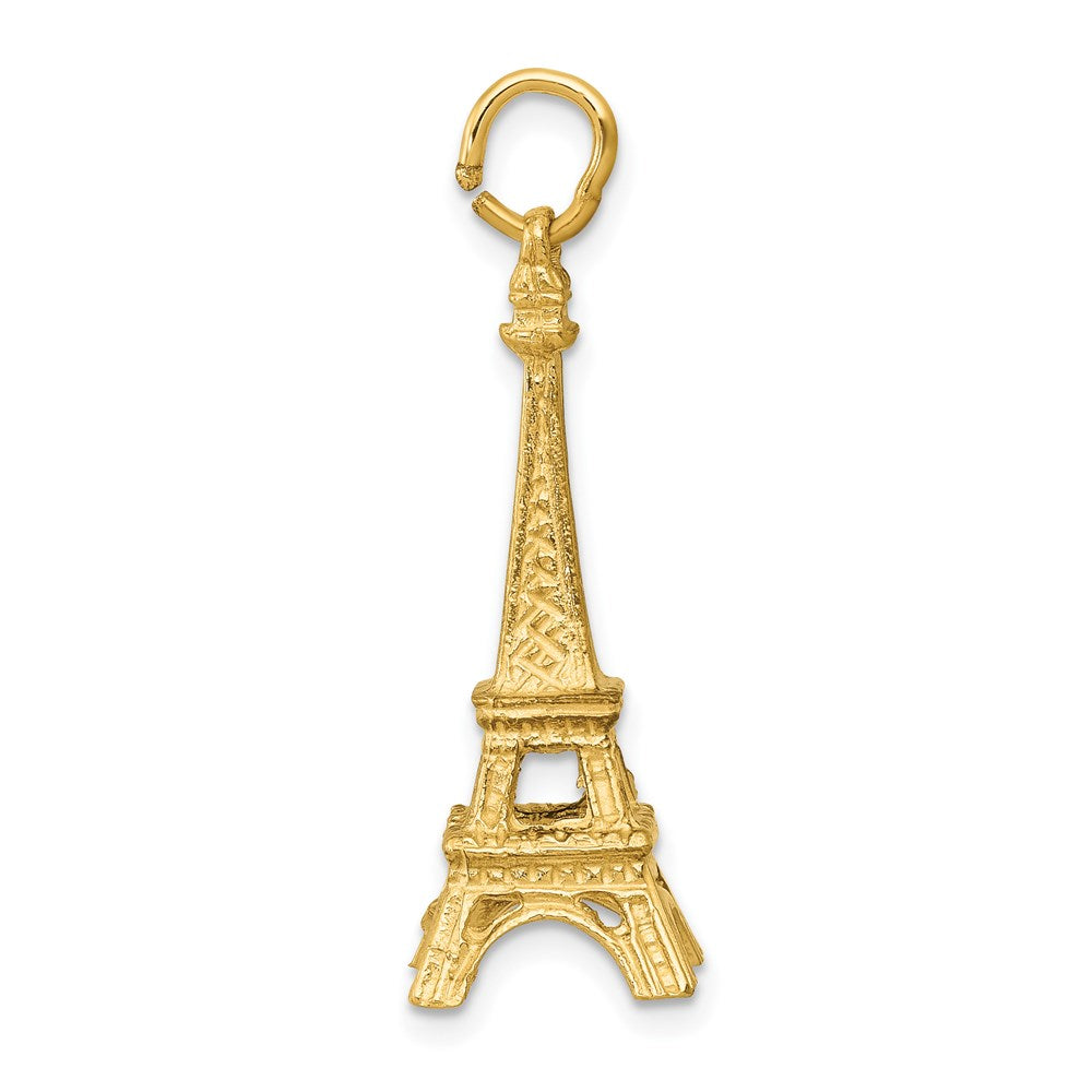 14k Yellow Gold 11 mm 14KY 3D Eiffel Tower Charm (3.1 grams)