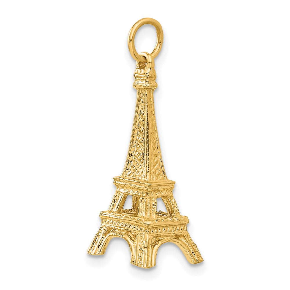 14k Yellow Gold 11 mm 14KY 3D Eiffel Tower Charm (3.1 grams)