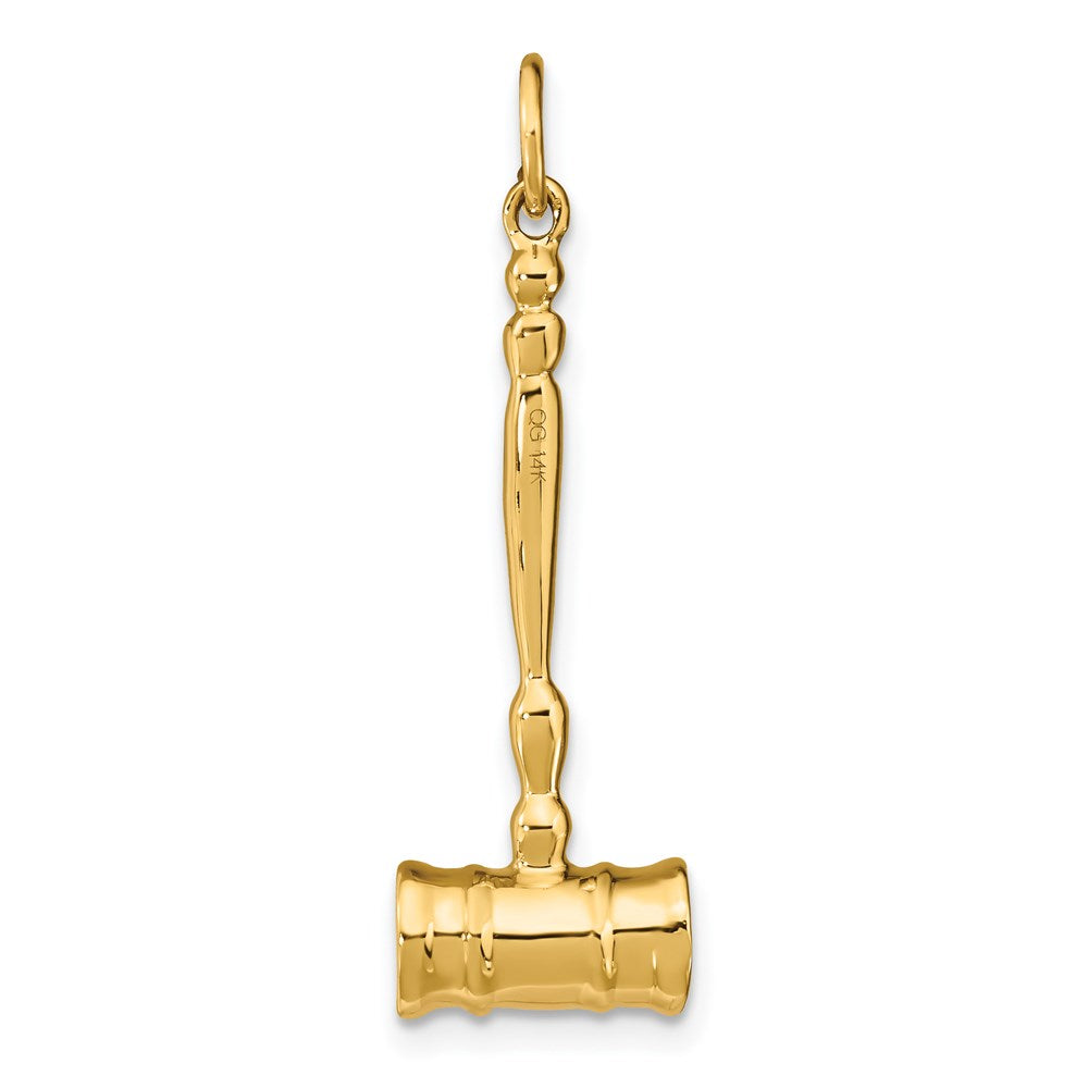 14k Yellow Gold 10 mm 3-D Gavel Charm (2.51 grams)