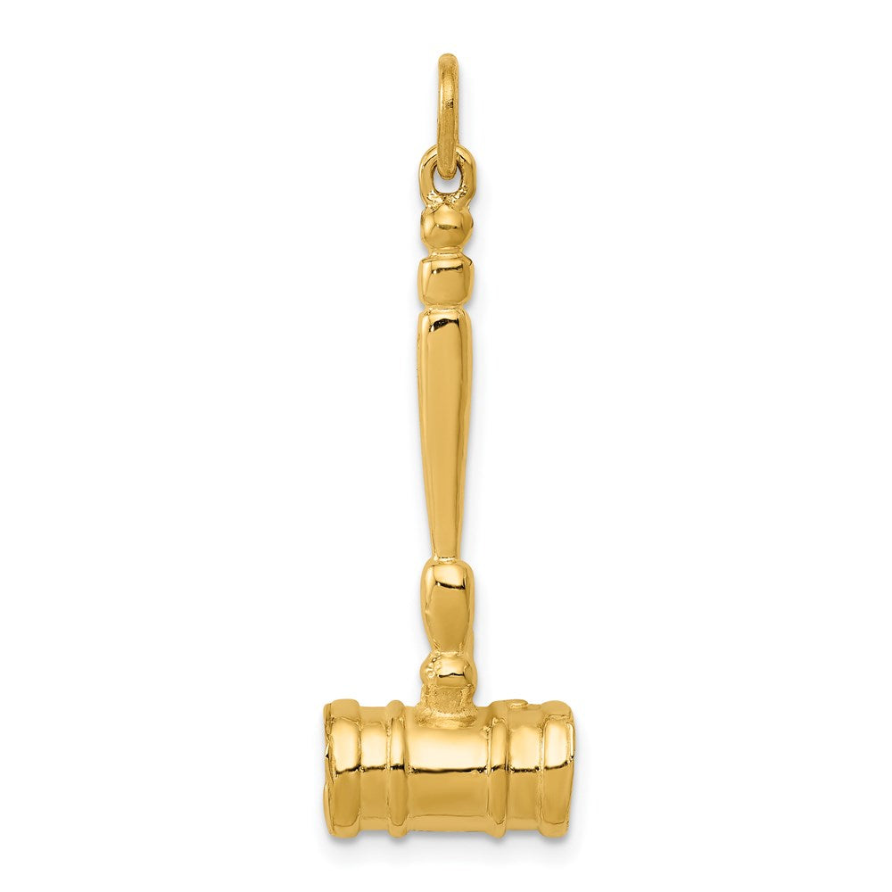 14k Yellow Gold 10 mm 3-D Gavel Charm (2.51 grams)