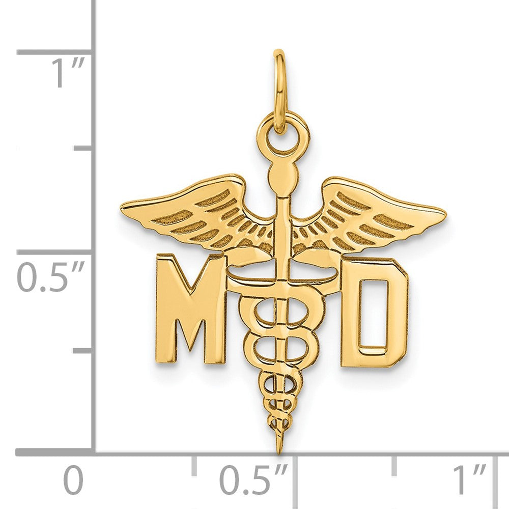 14k Yellow Gold 23 mm Large M.D. Caduceus Charm (1.91 grams)