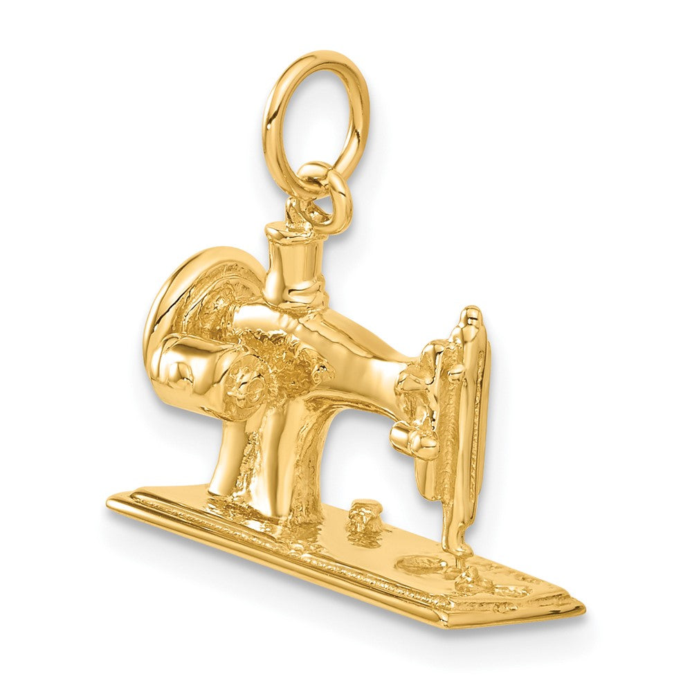 14k Yellow Gold 19 mm 3D Antique Sewing Machine Charm (5.36 grams)