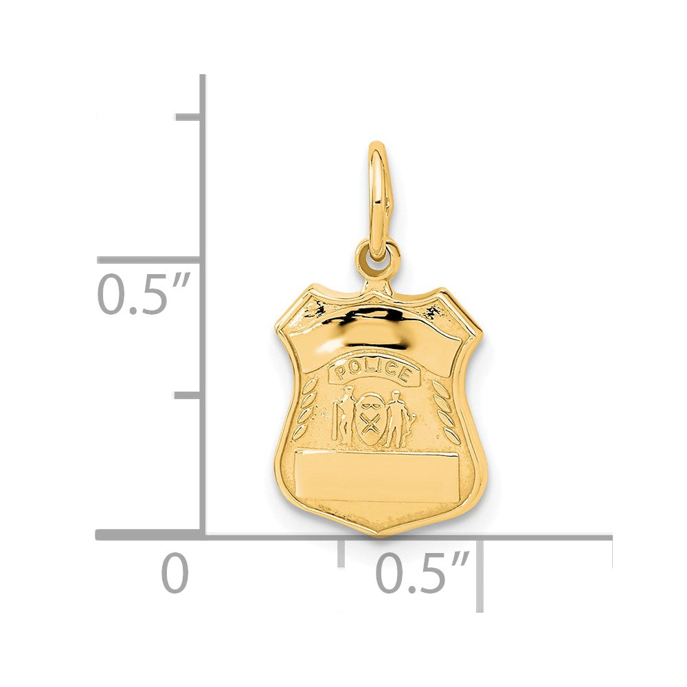 14k Yellow Gold 11 mm Police Badge Charm (1.57 grams)