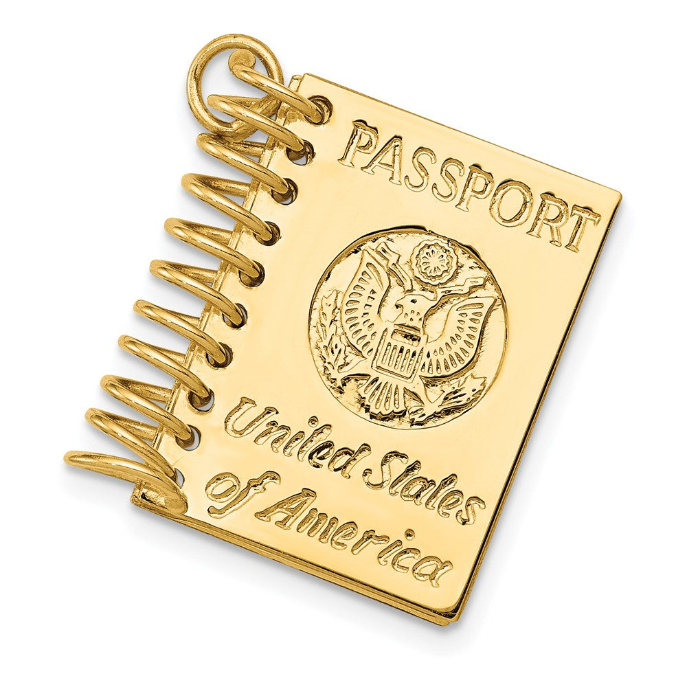 14k Yellow Gold 26 mm 3D Passport Opens Charm (5.02 grams)