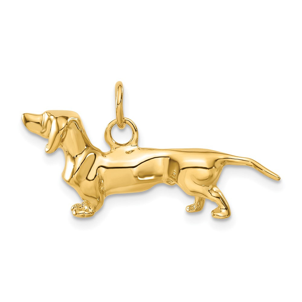 14k Yellow Gold 31 mm 3D Dachshund Dog Charm (6.25 grams)