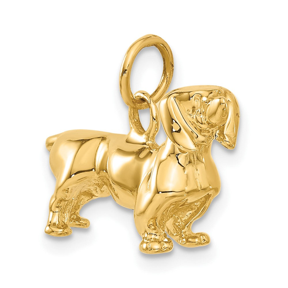 14k Yellow Gold 31 mm 3D Dachshund Dog Charm (6.25 grams)