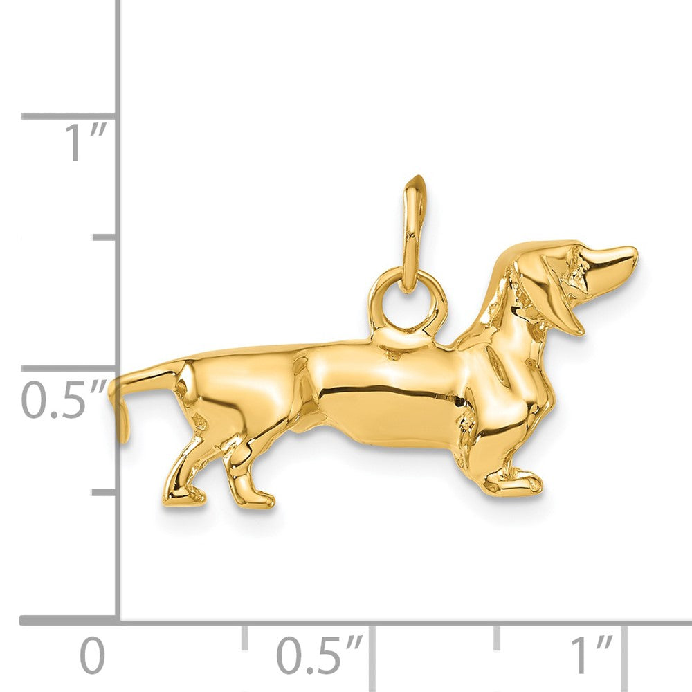 14k Yellow Gold 31 mm 3D Dachshund Dog Charm (6.25 grams)