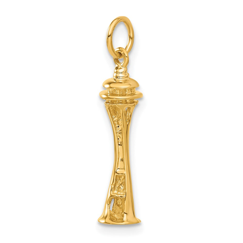 14k Yellow Gold 6 mm 3D Space Needle Charm (2.01 grams)