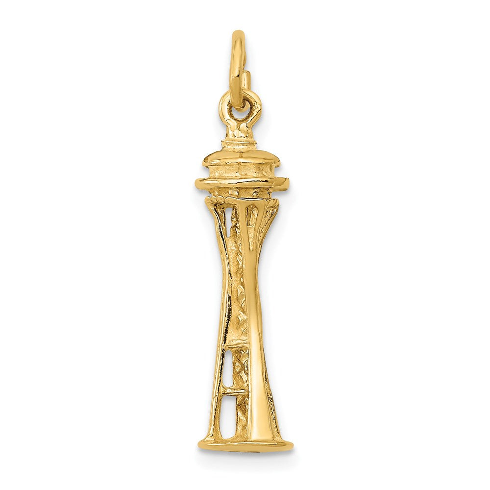 14k Yellow Gold 6 mm 3D Space Needle Charm (2.01 grams)