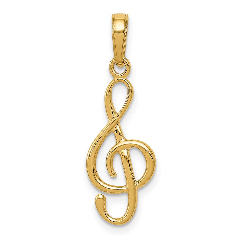 14k Yellow Gold 9 mm 3-D Clef Treble Clef Pendant (0.87 grams)