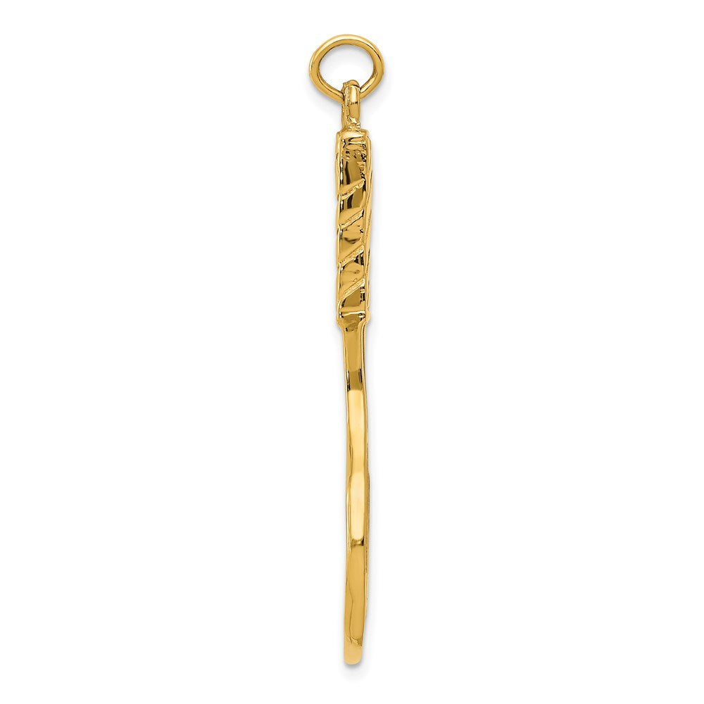 14k Yellow Gold 15 mm 3D Tennis Racquet Pendant (3.28 grams)