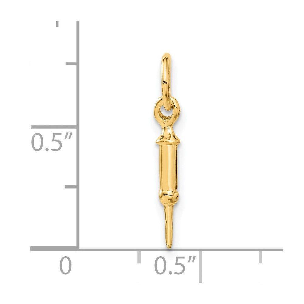 14k Yellow Gold 5 mm Doctors Syringe Charm (0.42 grams)